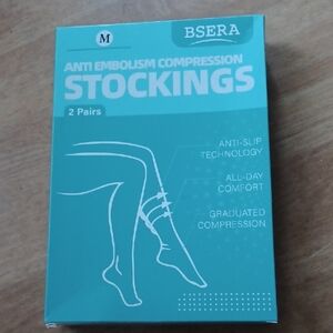 Anti-Embolism Compression Stockings - White 2 Pair Size Medium, Thigh High